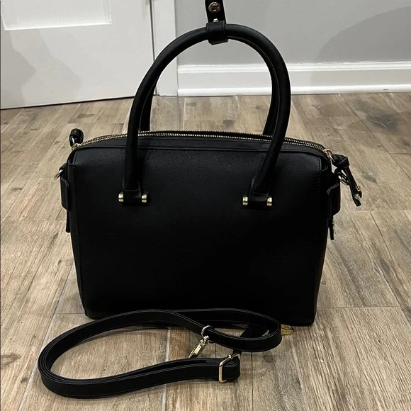 Harrods Black Satchel with Gold Accents - Picture 2 of 6